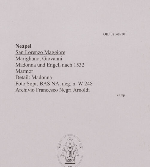 Rückseite von Sopr. BAS NA [https://www.deutsche-digitale-bibliothek.de/content/lizenzen/rv-ez/] Madonna und Engel - Detail: Madonna, bh608544_recto. Foto.