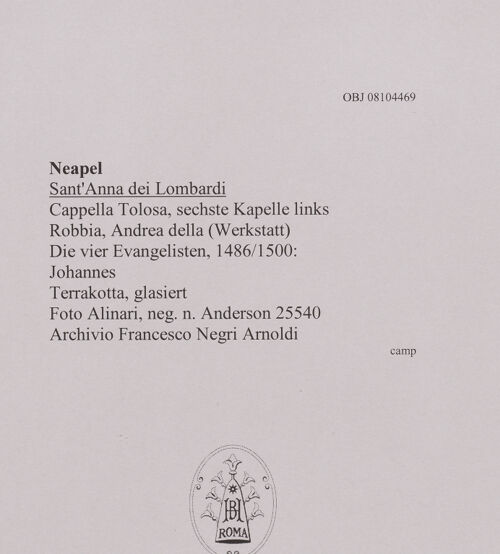 Rückseite von Alinari [https://www.deutsche-digitale-bibliothek.de/content/lizenzen/rv-ez/] Die vier Evangelisten - Johannes, bh608560_recto. Foto.