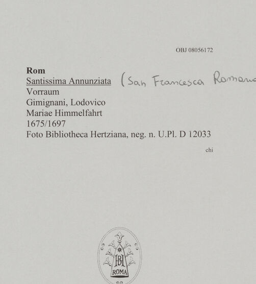 Rückseite von Bibliotheca Hertziana [https://www.deutsche-digitale-bibliothek.de/content/lizenzen/rv-fz/] Mariae Himmelfahrt - Ausschnitt, bh608619_recto. Foto.