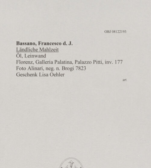 Rückseite von Alinari [https://www.deutsche-digitale-bibliothek.de/content/lizenzen/rv-ez/] Ländliche Mahlzeit - , bh608632_recto. Foto.