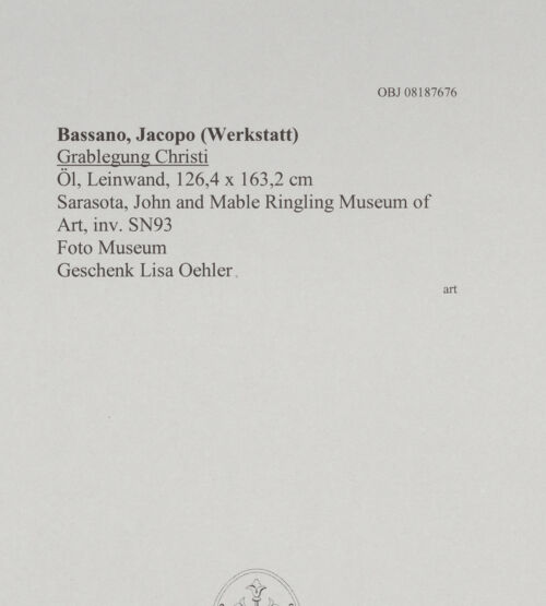 Rückseite von The John and Mable Ringling Museum of Art, Sarasota [https://www.deutsche-digitale-bibliothek.de/content/lizenzen/rv-ez/] Grablegung Christi - , bh608633_recto. Foto.
